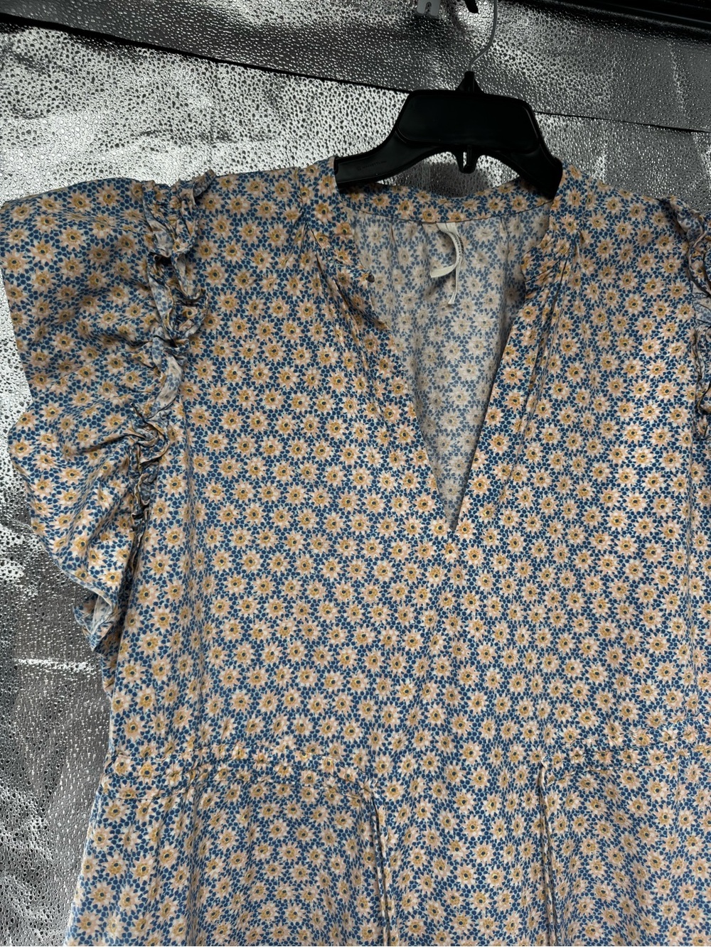 Anthropologie ruffle sleeve mini dress boho print cotton 2X - Picture 10 of 10